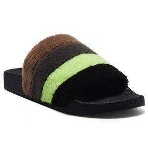 INC Womens Black Striped Comfort Peymin Slide Sandals 7 New in Box